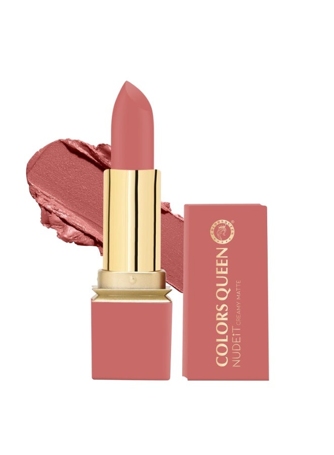 Colors Queen Nude It Creamy Matte Lipstick – 3.6g | Lightweight, Waterproof Lipstick for Women (04 - Coral Kiss) - Image 1